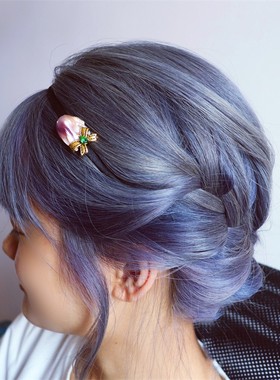 suu 设计款在逃公主系列天然淡水珍珠紫色大巴洛克蝴蝶结珍珠发箍