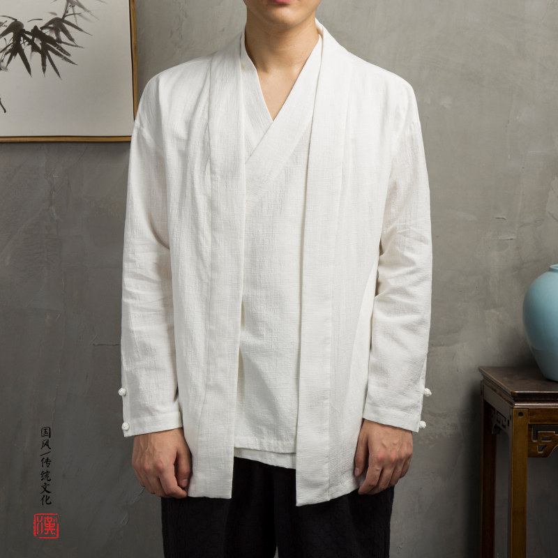 风棉麻男士汉服外套C77P95,男装民族服装,钱塘802