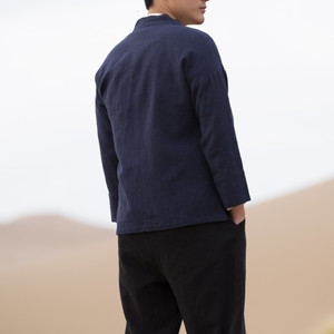 风男装亚麻男士汉服外套C81P75图片