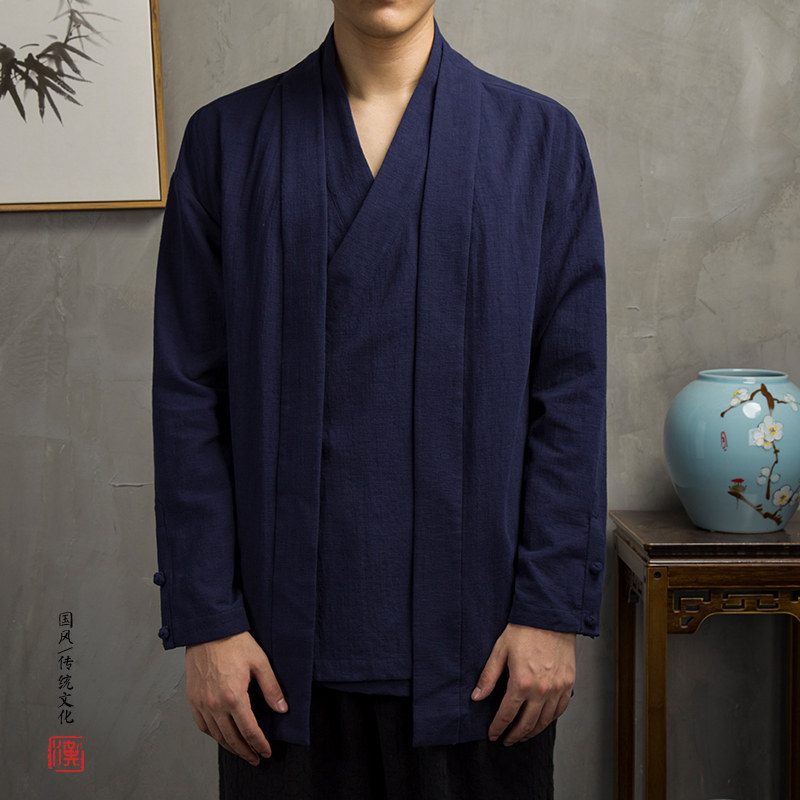 风棉麻男士汉服外套C77P95,男装民族服装,钱塘802