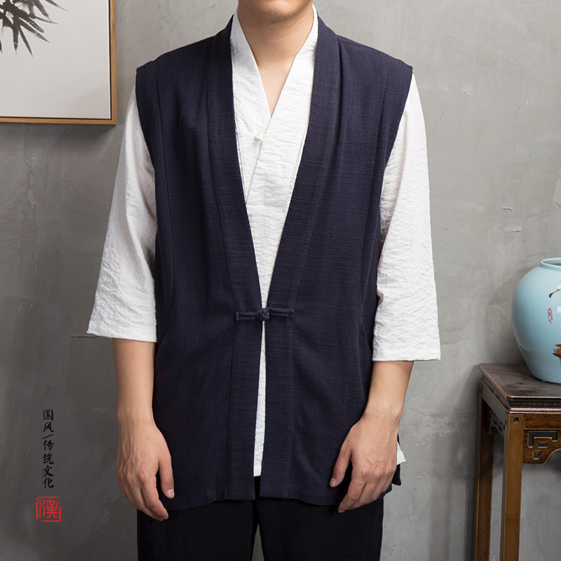 2025秋冬新款风男装亚麻男士马甲MJ15P70图片