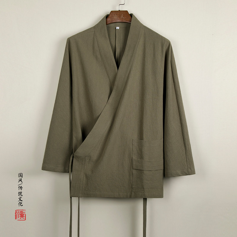 秋冬新款风男装棉麻男士中式汉服外套C219P70,男装民族服装,钱塘802
