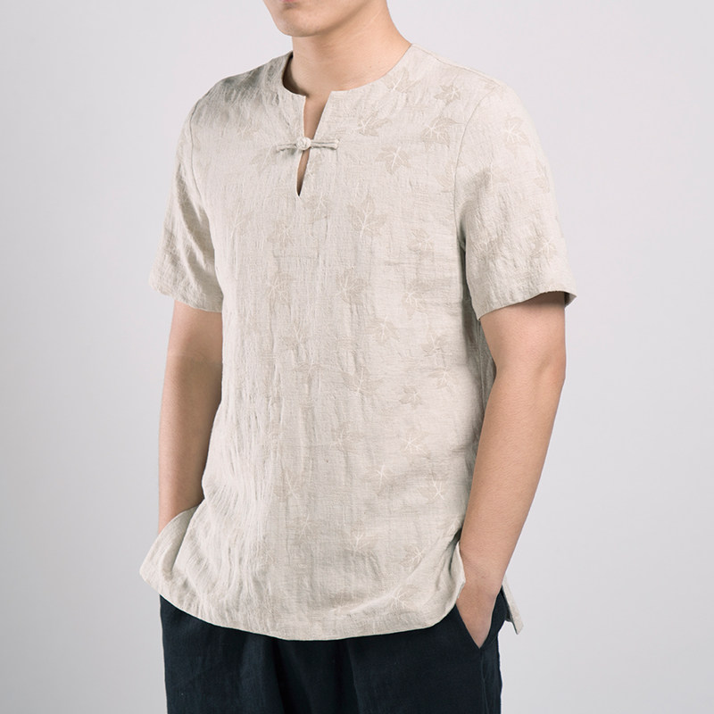 春夏新款风男装棉麻短袖T恤T207P55,男装T恤,钱塘802