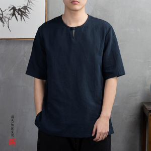 风男装棉麻男士短袖T恤T265P55图片