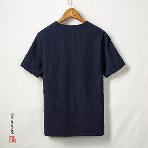 风男装亚麻男士短袖T恤T207P55图片