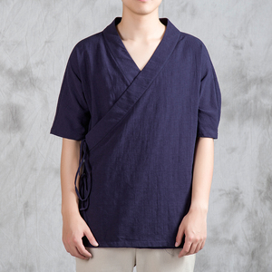 夏装新款风男装棉麻汉服短袖C95P65图片