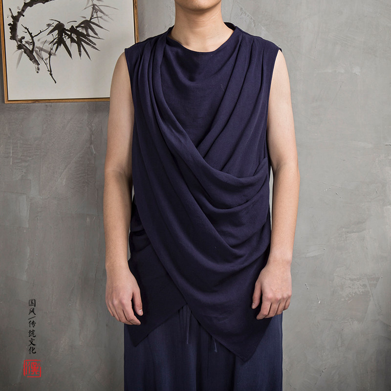 风男装无袖男士亚麻T恤T201P65,男装T恤,钱塘802