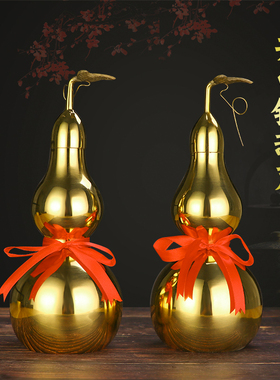 铜葫芦摆件纯铜开口开盖空心八卦五帝钱招财铜葫芦大小号挂件摆件