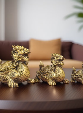 金钱家居摆件纯铜龙龟祝福老人