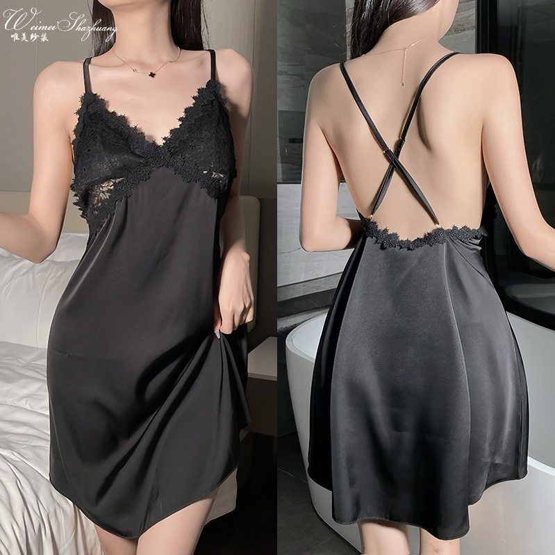 唯美纱新款性感修身睡衣蕾丝V领吊带睡裙女纯欲聚拢胸垫家居服,女士内衣/男士内衣/家居服,睡袍/浴袍,淘宝优惠券,粉丝福利购,淘宝优惠卷