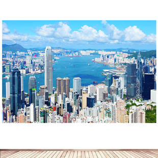 简约现代装饰画香港城市地标建筑风景画海报定制房间背景墙贴画10