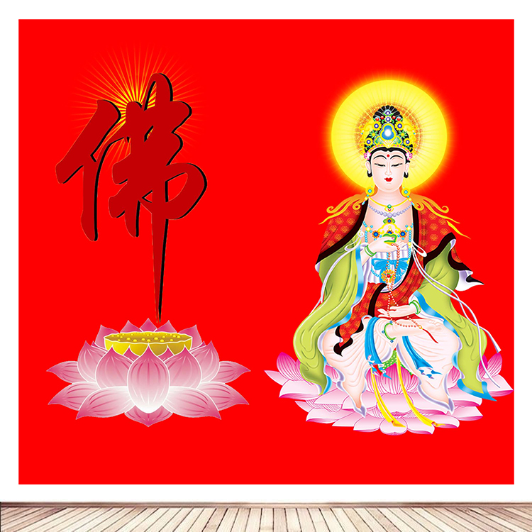 莲花荷花图佛堂仙堂背景佛光普照佛像阿弥陀佛背景图装饰画贴画1