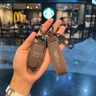 适用奥迪钥匙套新款A6L/A3L/Q8/Q7/A8L/A7/Q4汽车钥匙包壳扣皮革