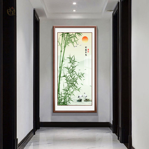 新中式风竹报平安入户玄关挂画