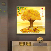 招财进宝发财树挂画中式 饰画轻奢摇钱树风水画 客厅餐厅过道玄关装