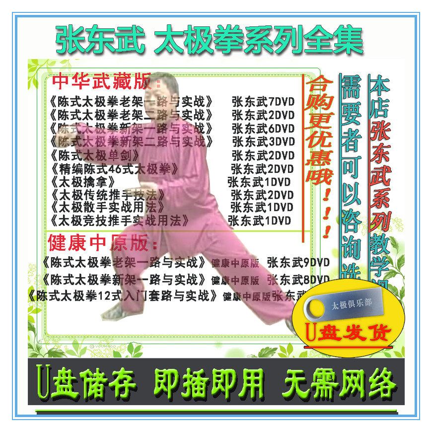 张东武 陈式太极拳系列全集U盘视频陈氏老架新架推手实战讲解教学