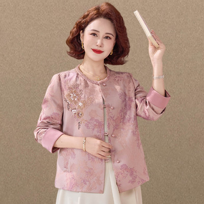 新中式国风外套女2026新款中老年妈妈装春秋款小个子气质休闲上衣