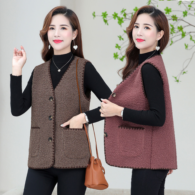 中老年妈妈装颗粒绒背心马甲