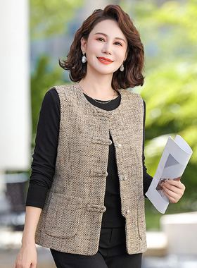 妈妈秋装马夹外套洋气中老年春秋马甲背心时尚坎肩上衣女2024新款