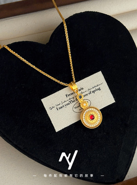 周家同款沙金旋转百转呈祥吊坠 女新中式国潮风点钻时来运转项链