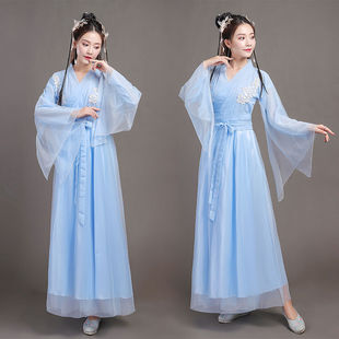 古装女汉服襦裙仙女粉色清新淡雅仙气古风广袖原创演出服装春秋季