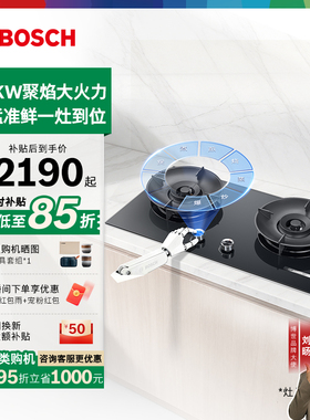 [新品]博世官方2系Y6 燃气灶厨房家用嵌入式双灶5.2KW大火力PDW52