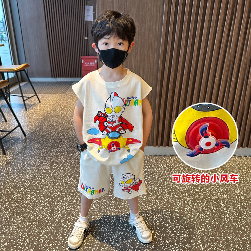 奥特曼衣服男童夏装背心套装帅气