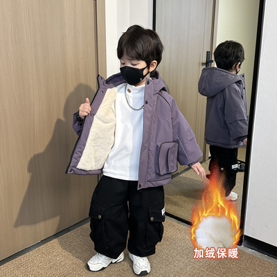 男童秋冬款加绒外套2025新款