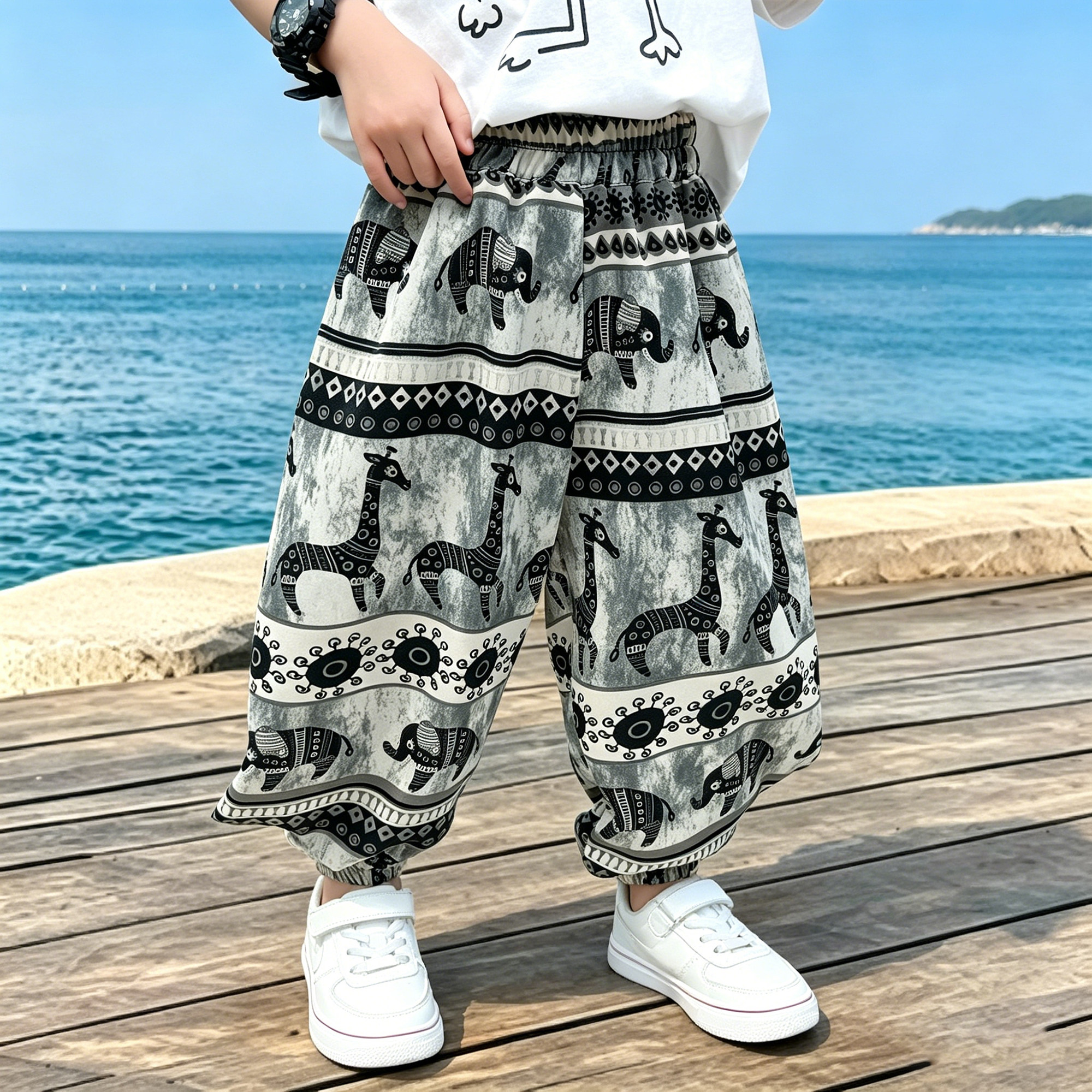 男童裤子2026夏季新款民族风休闲裤薄款速干防蚊裤儿童空调长裤潮
