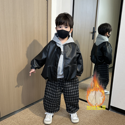 男童秋冬装加绒套装2025新款
