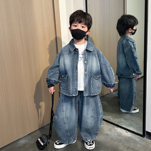 痞帅男童牛仔套装2026春装新款潮酷儿童春秋季男孩韩版外套两件套