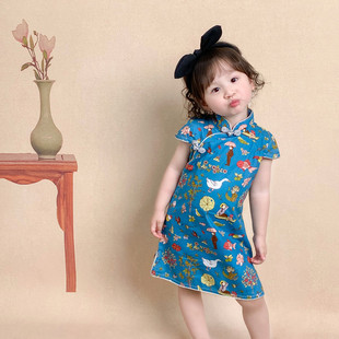 复古全棉 女童夏季 裙子 中式 高端品质 2020夏季 手工旗袍 新品