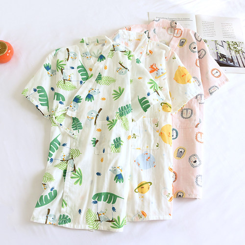 纯棉儿童纱布卡通日系和服睡袍