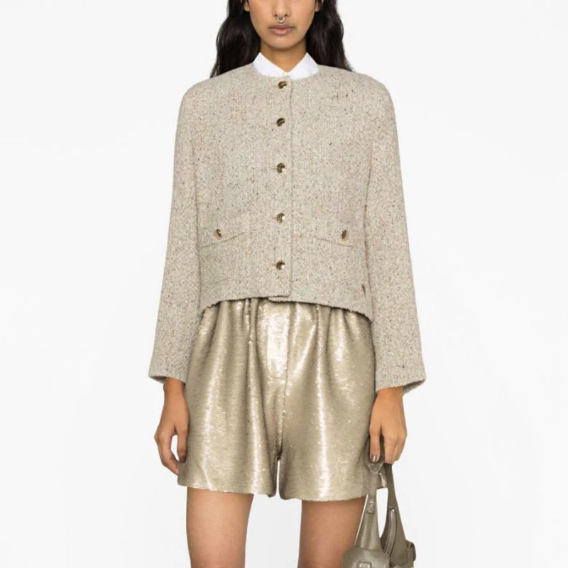 倾兰法国m家23秋季新款女装法式时尚短款花呢外套夹克上衣ve00512