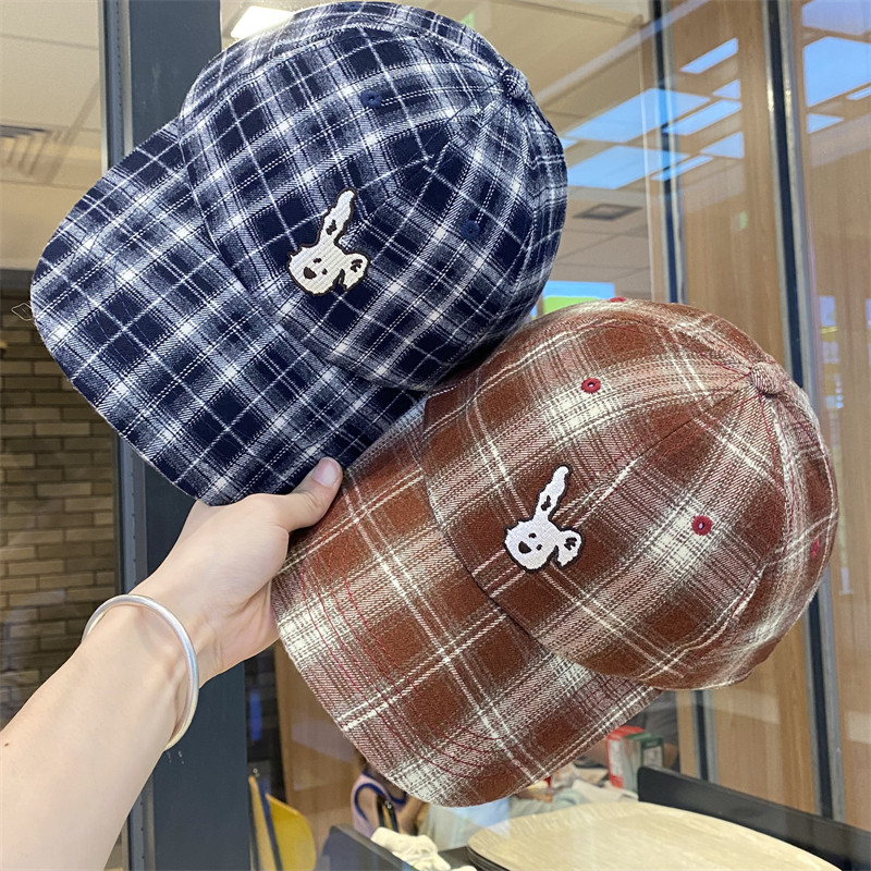 卡通刺绣格纹软顶弯檐棒球帽男女春秋季时尚休闲百搭显脸小鸭舌帽,服饰配件/皮带/帽子/围巾,帽子,淘宝优惠券,粉丝福利购,淘宝优惠卷