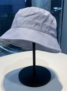 春夏男女新款小清新条纹渔夫帽百搭出游防晒遮阳帽显脸小圆顶盆帽