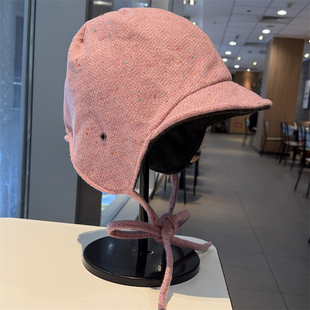 日系双面戴雷锋帽子秋冬季 户外骑车保暖护耳帽女百搭显脸小套头帽