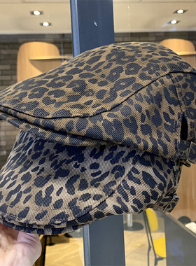 美式复古辣妹百搭豹纹前进帽子女春夏新款时尚显脸小鸭舌帽贝雷帽