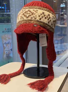费尔岛风针织雷锋帽子女秋冬季时尚百搭绑带包头帽防寒保暖护耳帽