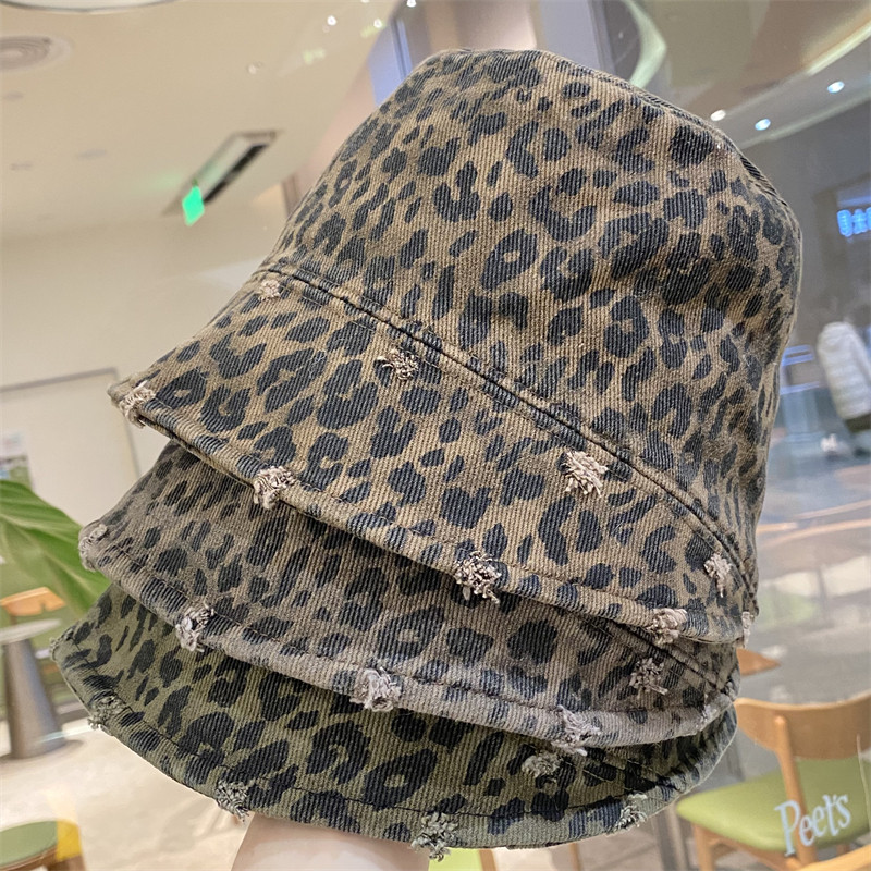 复古做旧破洞豹纹渔夫帽女春秋季百搭显脸小水桶帽高级感素颜盆帽,服饰配件/皮带/帽子/围巾,帽子,淘宝优惠券,粉丝福利购,淘宝优惠卷