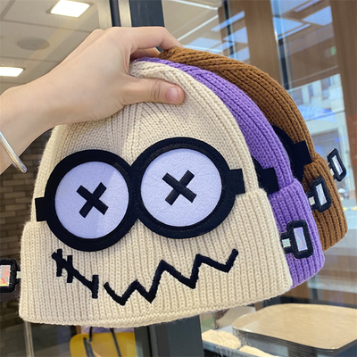 可爱搞怪大眼针织毛线帽男女秋冬