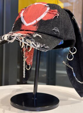 个性潮流兔耳朵涂鸦鸭舌帽子男女
