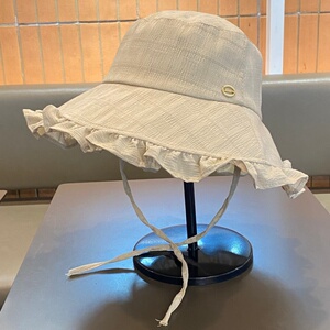 夏季花边防晒渔夫帽子女户外简约百搭显脸小遮阳帽出游遮脸太阳帽