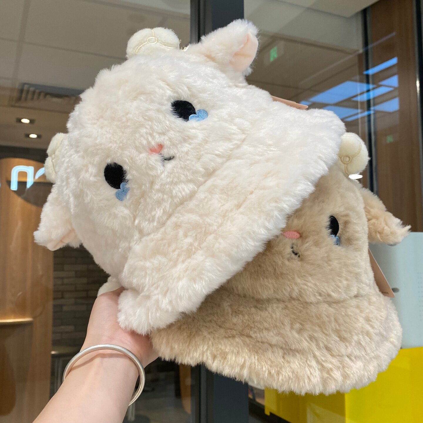 卡通可爱小羊耳朵毛绒帽子女秋冬