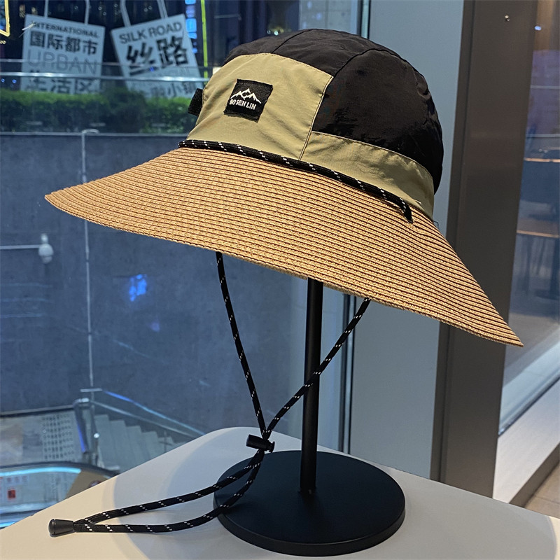 新款夏季韩版草编檐遮阳帽男女百搭户外登山露营帽钓鱼防晒太阳帽
