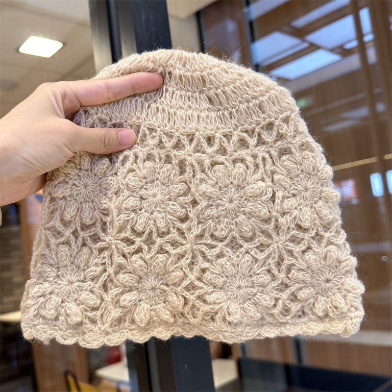 手工钩花双层包头帽女秋冬季气质针织百搭毛线帽保暖显脸小套头帽,服饰配件/皮带/帽子/围巾,帽子,淘宝优惠券,粉丝福利购,淘宝优惠卷