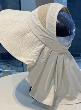 户外披肩遮阳帽子女夏季大帽檐防紫外线空顶帽遮脸护脖防晒太阳帽