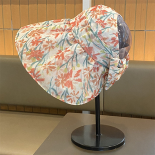 防紫外线大檐太阳帽女夏季 透气可扎马尾空顶帽沙滩出游遮阳帽 薄款