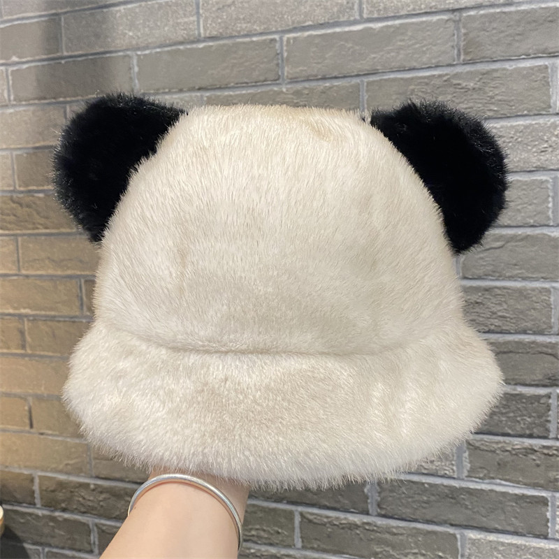 冬季新款小熊毛绒渔夫帽子女甜美