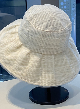 大帽檐防晒遮阳帽春夏季新款户外百搭渔夫帽女显脸小泡泡纱太阳帽